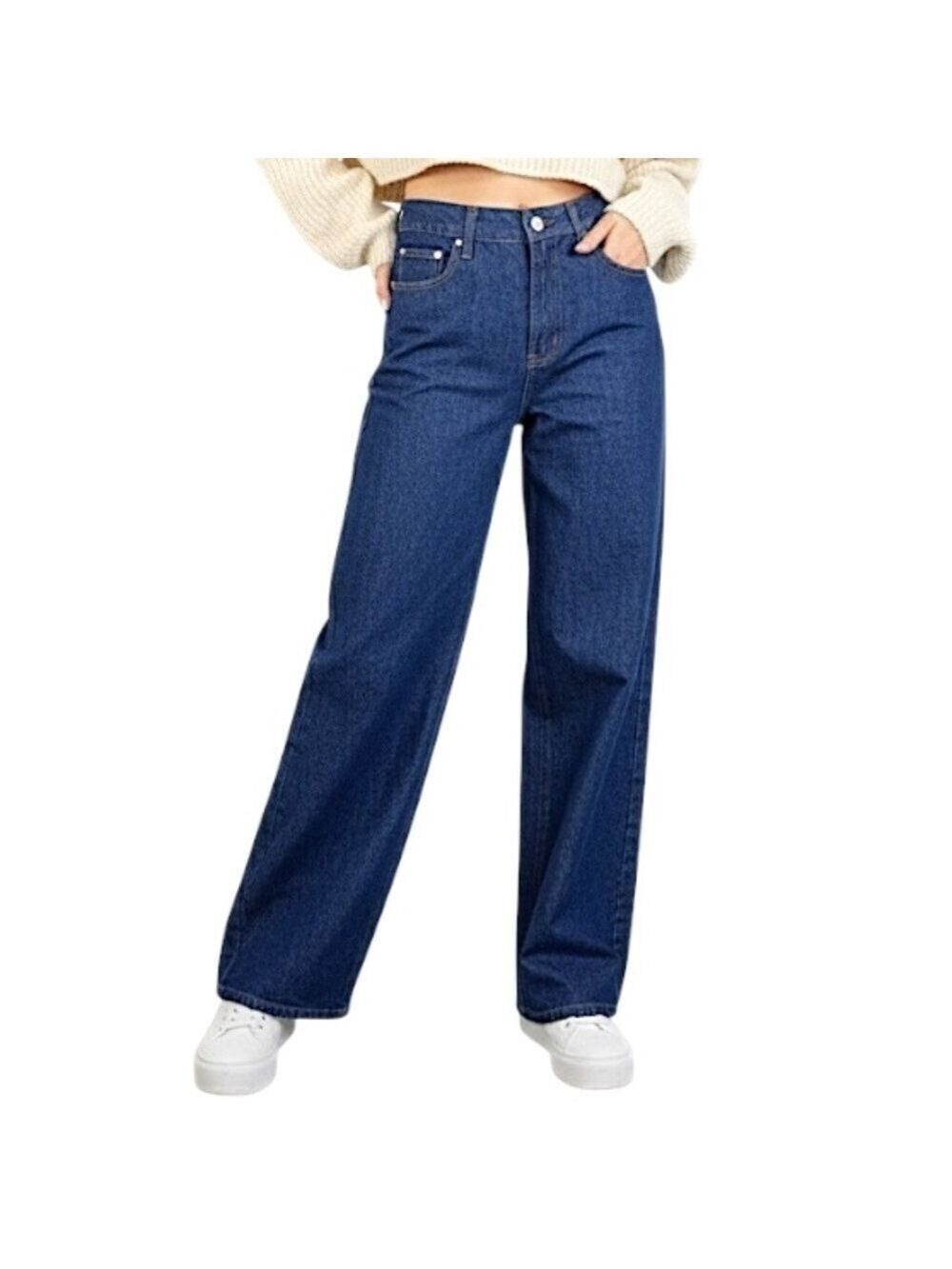 Peppermayo Australia dark wash wide leg high rise baggy jeans 2
